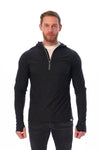 Herren-Kapuzenpullover aus Merinowolle mit halbem Reißverschluss 190 Anthrazit