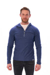 Men's Merino Wool Half Zip Hoodie 190 Windsor Blue
