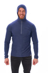 Men's Merino Wool Half Zip Hoodie 190 Windsor Blue