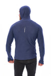 Men's Merino Wool Half Zip Hoodie 190 Windsor Blue