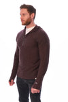 Men's Merino Wool Half Zip Hoodie 190 Chocolate
