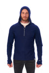 Men's Merino Wool Half Zip Hoodie 190 Navy