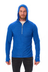 Men's Merino Wool Half Zip Hoodie 190 Cobalt Blue