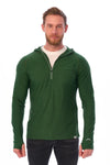 Men's Merino Wool Half Zip Hoodie 190 Olive