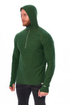 Men's Merino Wool Half Zip Hoodie 190 Olive