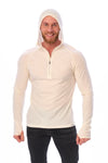 Men's Merino Wool Half Zip Hoodie 190 Off White