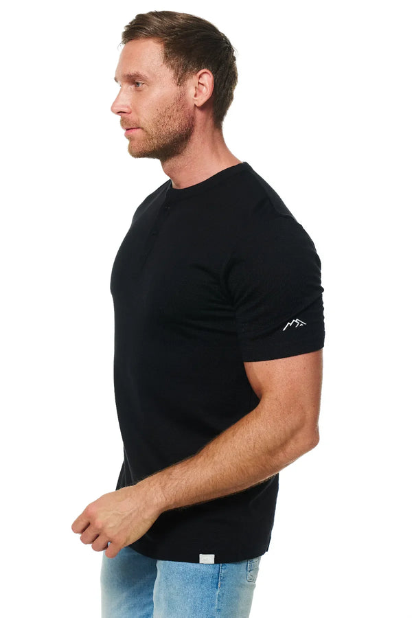 Men's Merino Wool Henley T-shirt 170 Black