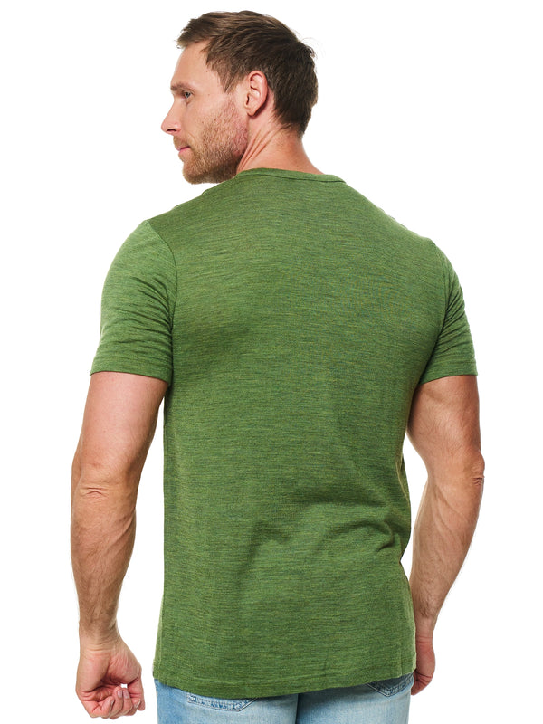 Henley-T-Shirt aus Merinowolle für Herren 170 Olivgrün