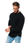 Men's Merino Wool Long Sleeve Henley Shirt 170 Black