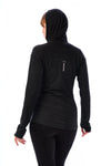 Damen-Kapuzenpullover aus Merinowolle mit halbem Reißverschluss 190 Anthrazit