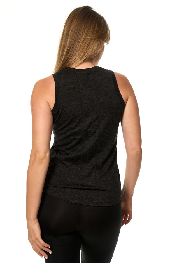 Women's Merino Wool Basic Tank Top Charcoal