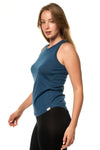 Women's Merino Wool Highneck Tank Top Denim