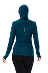 Damen-Kapuzenpullover aus Merinowolle mit halbem Reißverschluss 190 Deep Teal