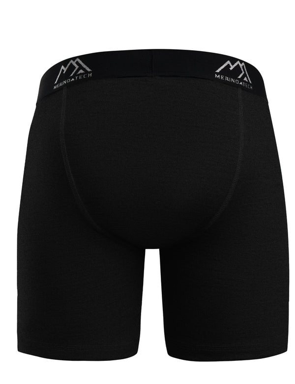 Herren Merino Boxershorts 170 Schwarz Extra Lang (1er Pack)