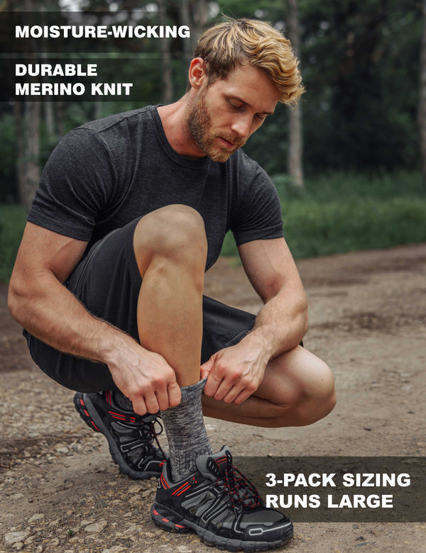 Wandersocken aus Merinowolle – (3er-Pack) Anthrazit