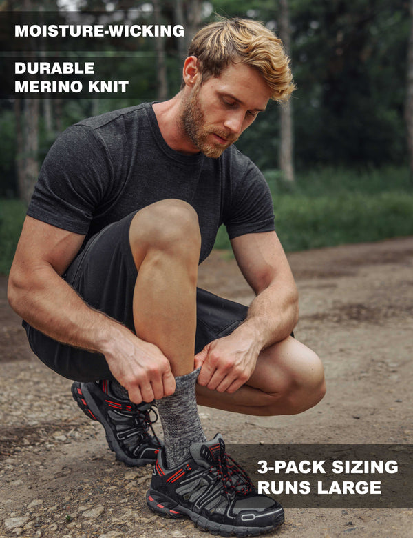 Merino Wool Hiking Socks - (Pack of 3) Dark Green