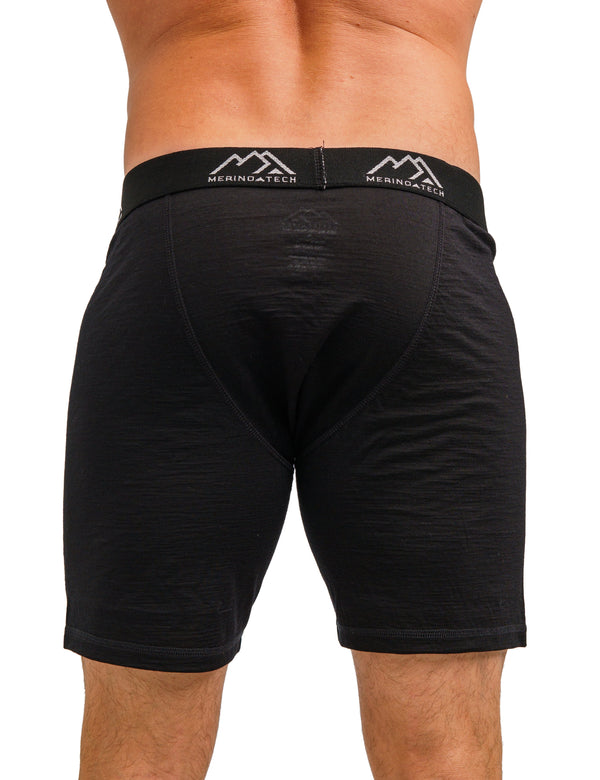 Herren Merino Boxershorts 170 Schwarz Extra Lang (1er Pack)