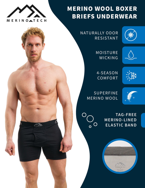 Men's Merino Boxers 170 Black (1 Pack)