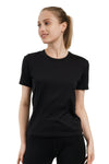 Damen Merino T-Shirt 165 Solid Black | Rundhals