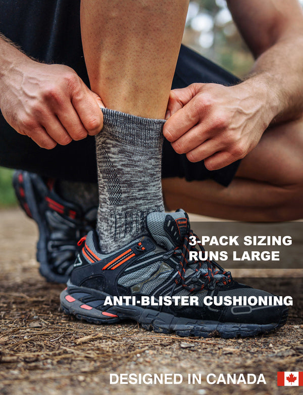 Merino Wool Hiking Socks - (Pack of 2) Black Marble