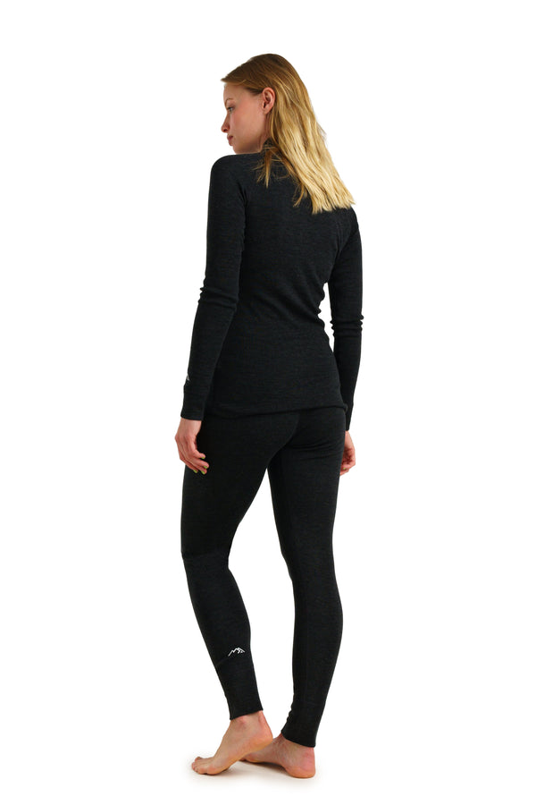 Women's Merino Thermal Set 320 Charcoal Grey Zip-Up