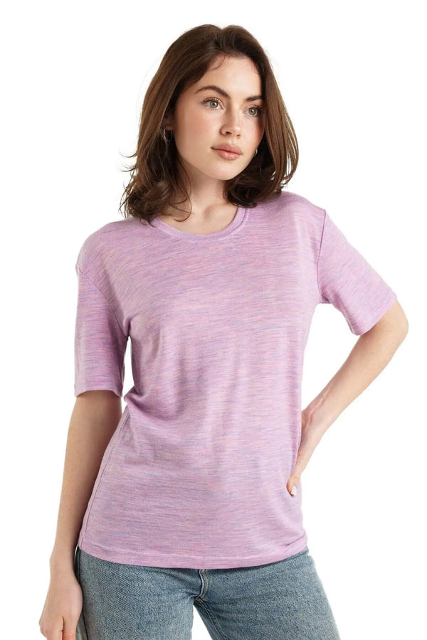 Damen Merino T-Shirt 165 Heather Lilac | Rundhals