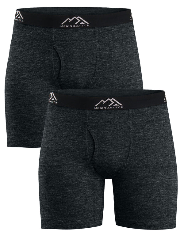 Men's Merino Boxers 170 Brief Charcoal Grey (2 Pack)