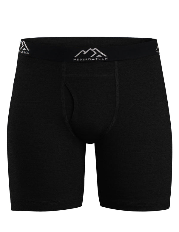 Herren Merino Boxershorts 170 Schwarz Extra Lang (1er Pack)