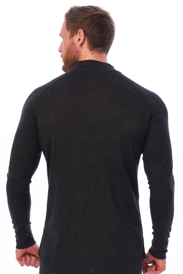 Men's Merino Half Zip Long Sleeve 165 Charcoal Grey