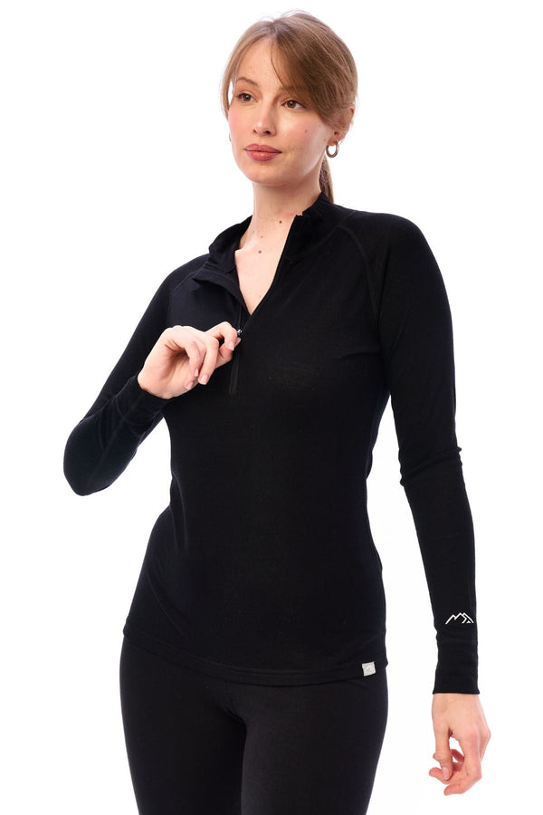Women's Merino Half Zip Long Sleeve 165 Black