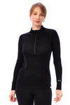 Women's Merino Half Zip Long Sleeve 165 Black