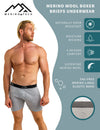 Herren-Boxershorts Merino 170 Heathered Grey (2er-Pack)