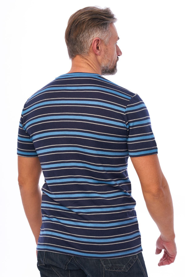 Men's Merino Sport T-shirt Black Sky Striped