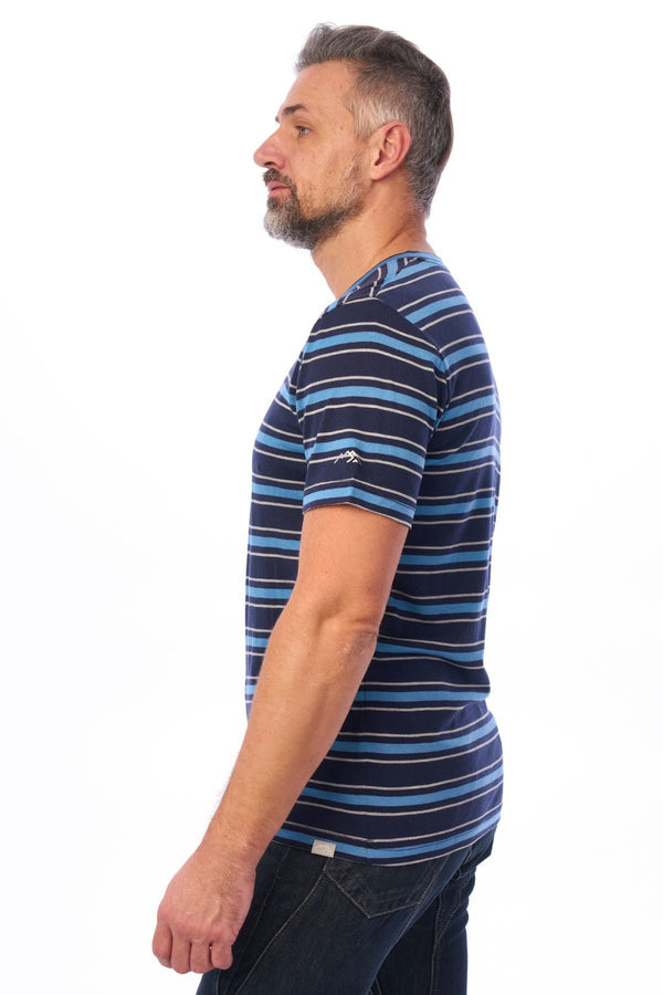 Men's Merino Sport T-shirt Black Sky Striped