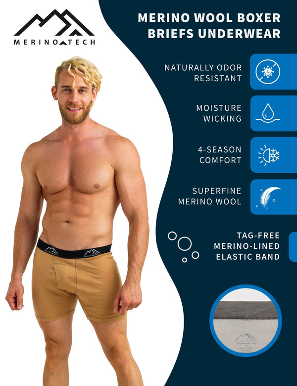 Men's Merino Boxers 170 Brief Camel (1 pack)