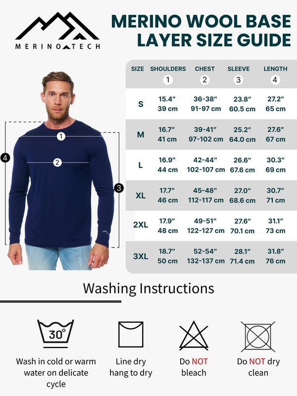 Men's Merino Long Sleeve 165 Woodland Grey Blue