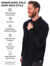 Men's Merino Wool Long Sleeve Polo Black
