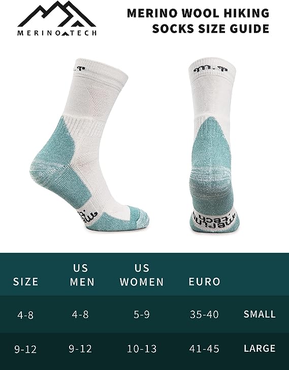 Merino Wool Hiking Socks - (Pack of 2) Blue Sky