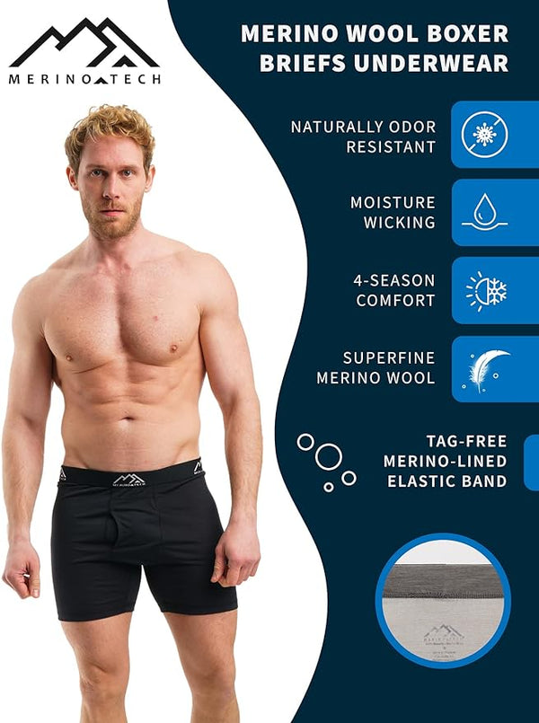 Men's Merino Boxers 150 Black (1 Pack)