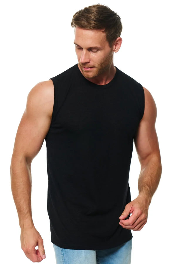 Men's Merino Wool Tank Top Black