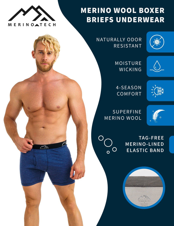 Herren Merino Boxershorts 170 Brief Windsor Blue (1er Pack)