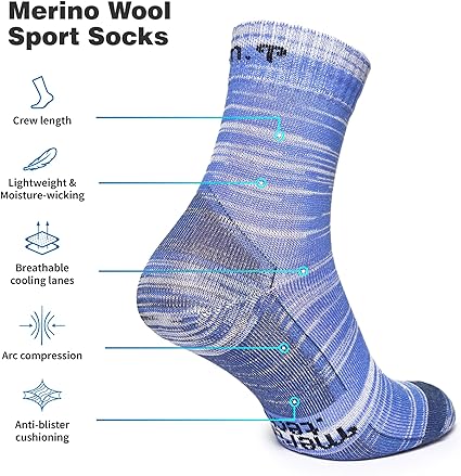 Merino Wool Running Socks - (Pack of 2) Cobalt Stripe