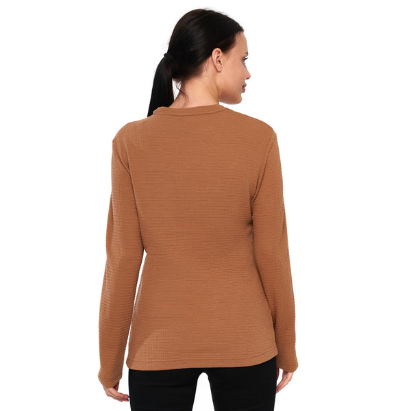 Women's Merino Long Sleeve Shirt 260 Beige Weaved