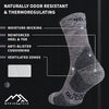 Merino Wool Hiking Socks - (Pack of 2) Light Grey