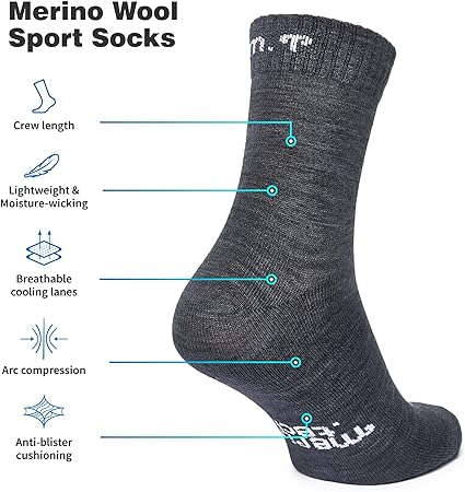 Laufsocken aus Merinowolle – (2er-Pack) Indigograu