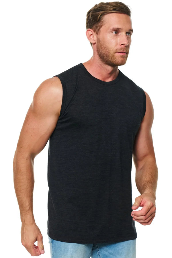 Men's Merino Wool Tank Top Charcoal Grey