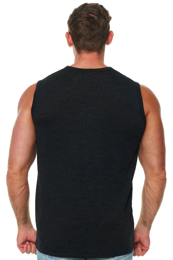 Men's Merino Wool Tank Top Charcoal Grey