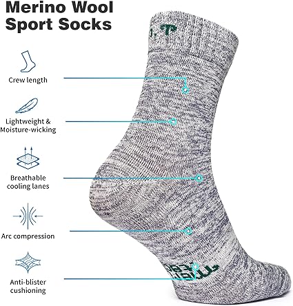 Laufsocken aus Merinowolle – (2er-Pack) Hellgrau meliert