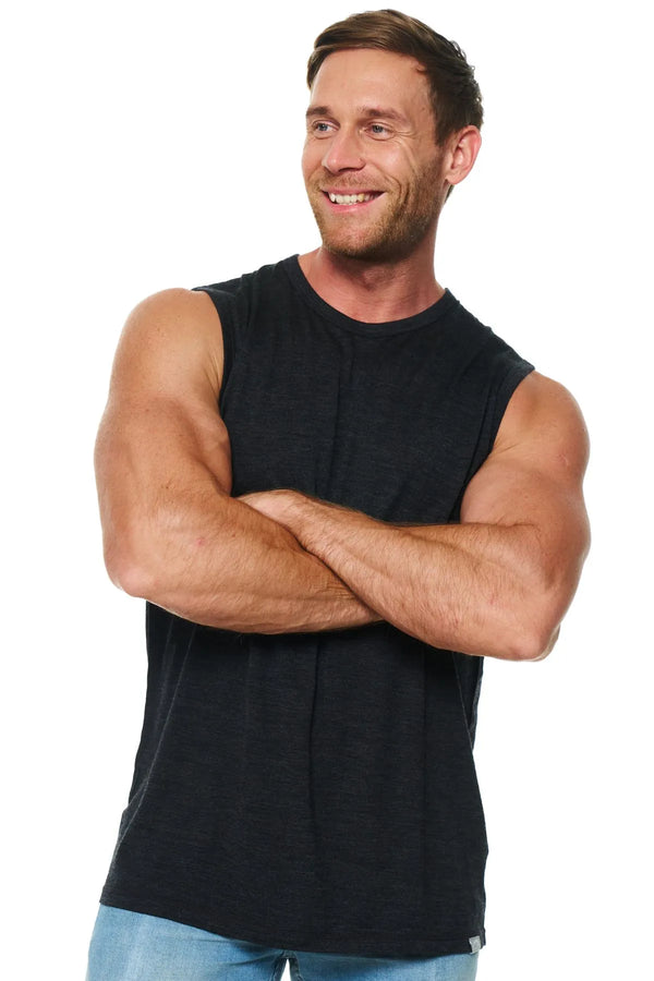 Men's Merino Wool Tank Top Charcoal Grey