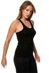 Women's Merino Wool Racerback Tank Top Black